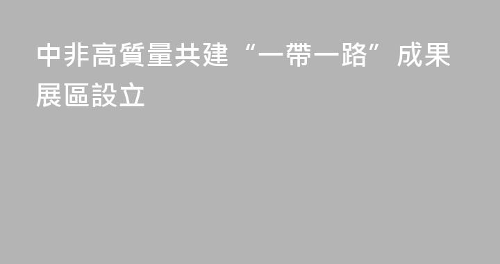 中非高質量共建“一帶一路”成果展區設立