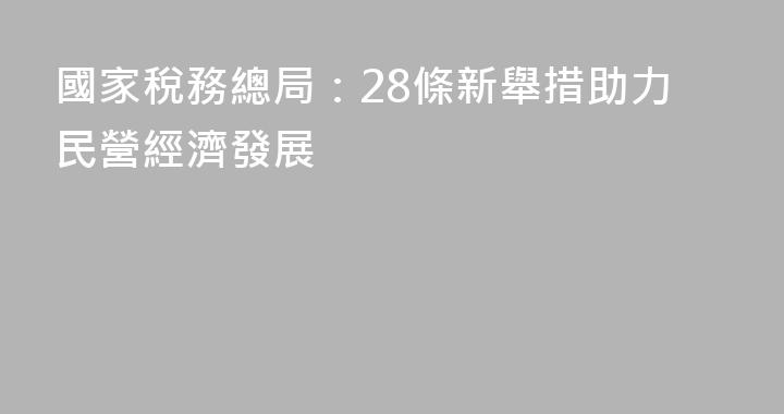 國家稅務總局：28條新舉措助力民營經濟發展