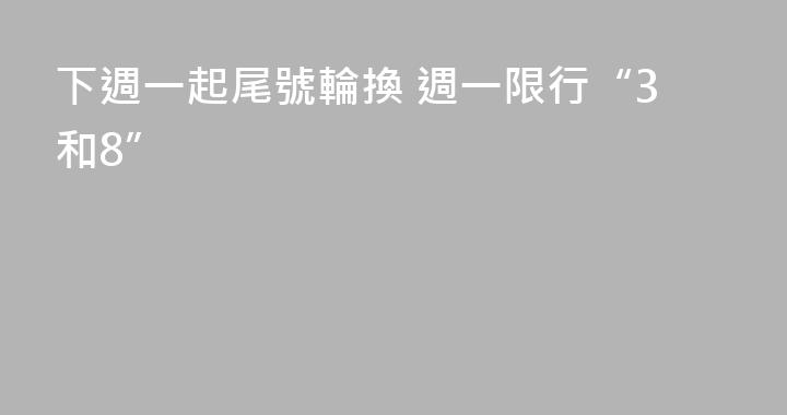 下週一起尾號輪換 週一限行“3和8”