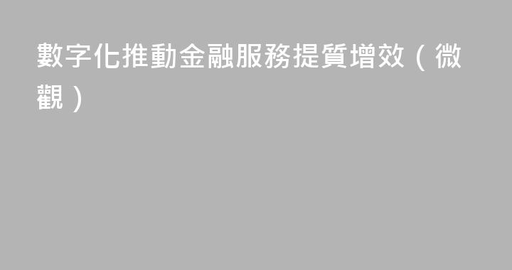 數字化推動金融服務提質增效（微觀）