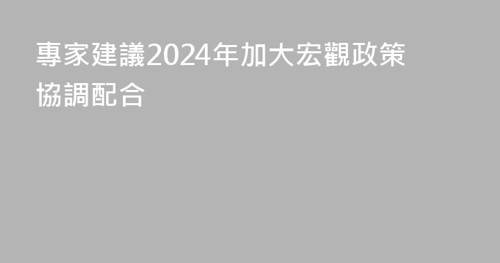 專家建議2024年加大宏觀政策協調配合