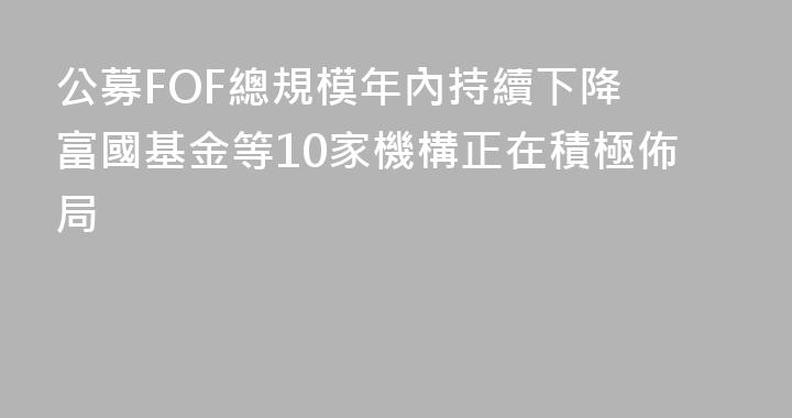 公募FOF總規模年內持續下降 富國基金等10家機構正在積極佈局