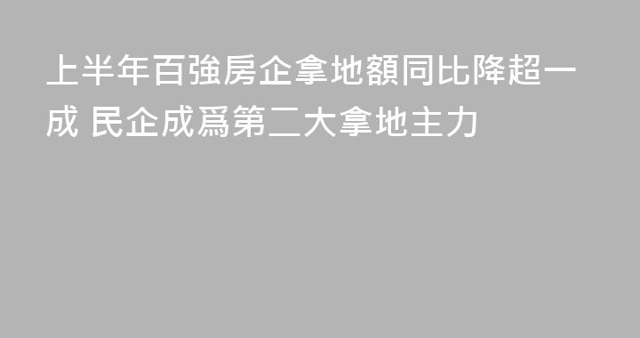 上半年百強房企拿地額同比降超一成 民企成爲第二大拿地主力