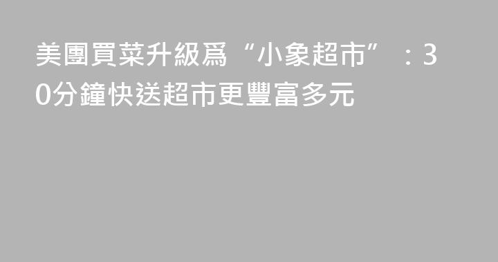 美團買菜升級爲“小象超市”：30分鐘快送超市更豐富多元