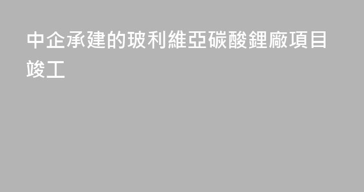 中企承建的玻利維亞碳酸鋰廠項目竣工