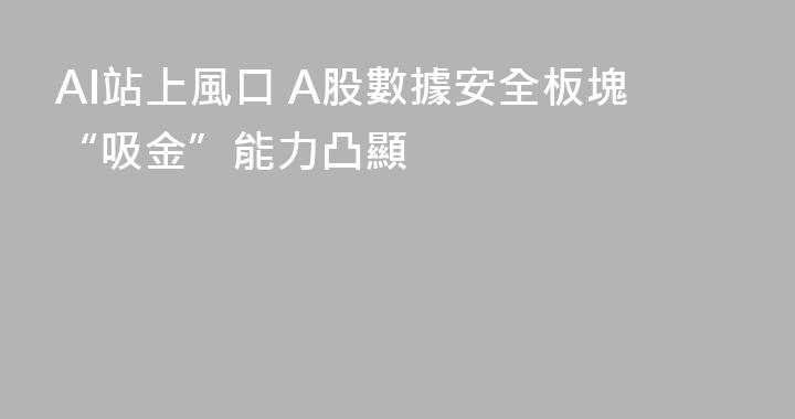AI站上風口 A股數據安全板塊“吸金”能力凸顯