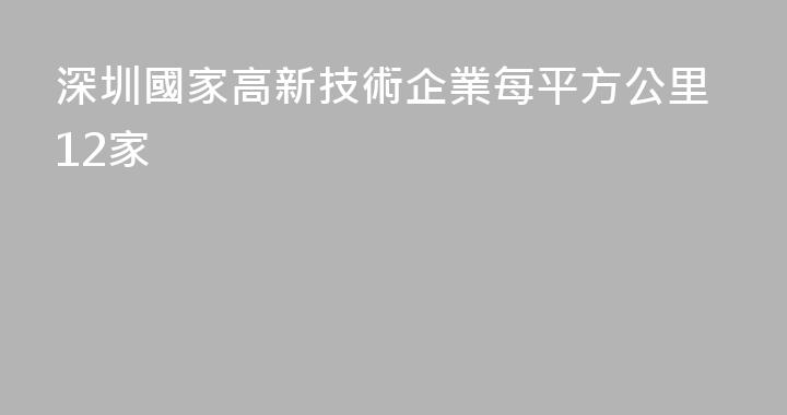 深圳國家高新技術企業每平方公里12家