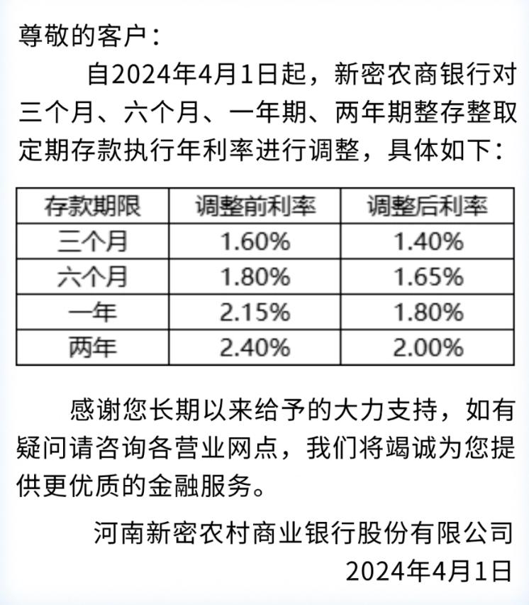 地方銀行齊發公告，宣佈存款利率下調