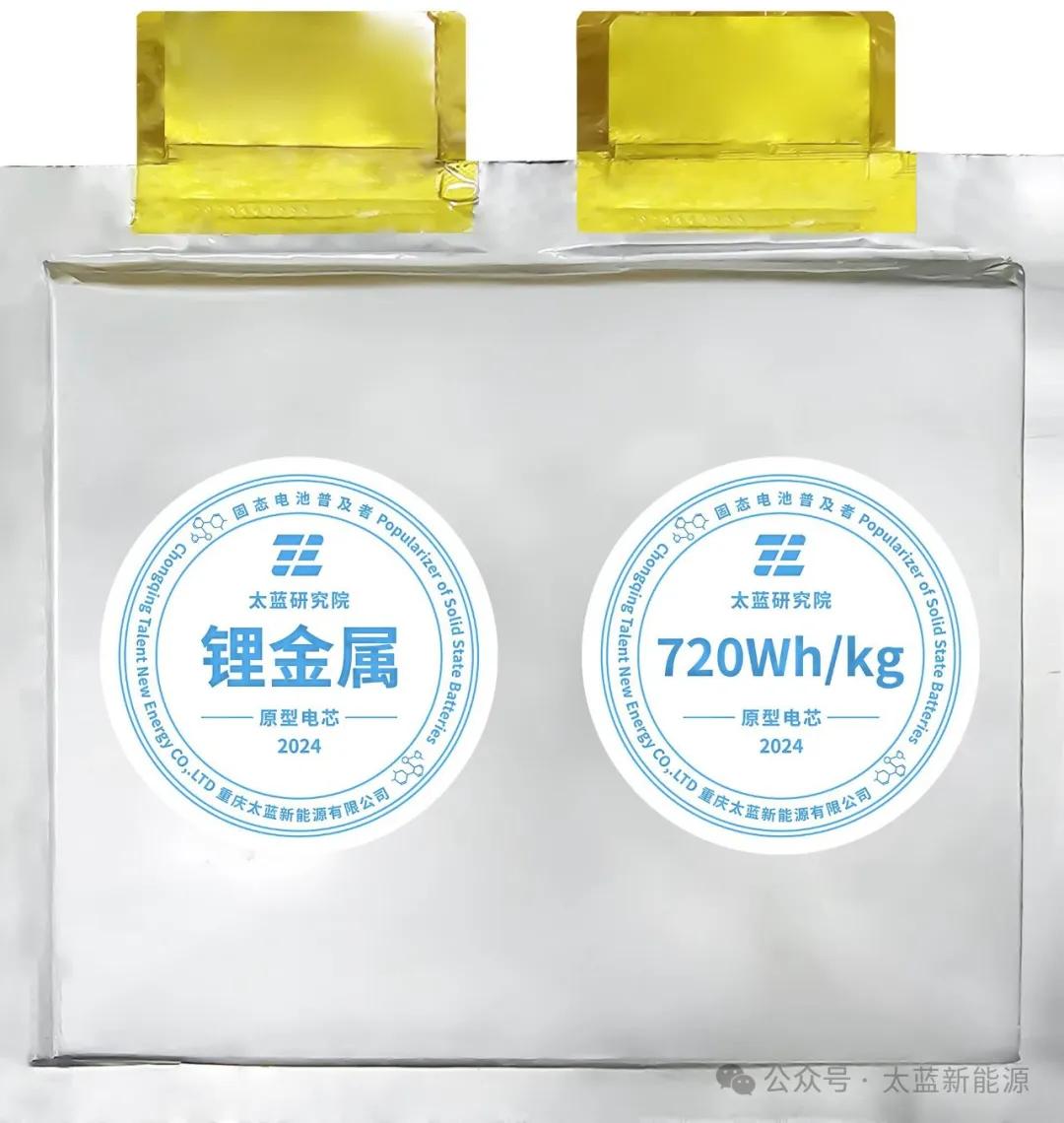 太藍新能源發佈世界首塊720Wh/kg車規級全固態電池