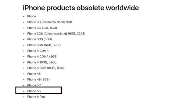 蘋果將iPhone 5s列入過時產品列表，首款指紋識別iPhone落幕