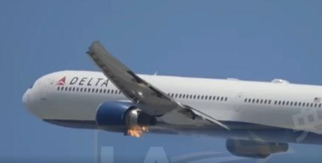 現場視頻丨起飛後引擎突然起火 達美航空一波音客機緊急返航洛杉磯
