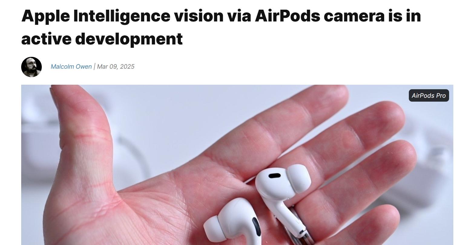 外媒：蘋果正在開發內置攝像頭的AirPods