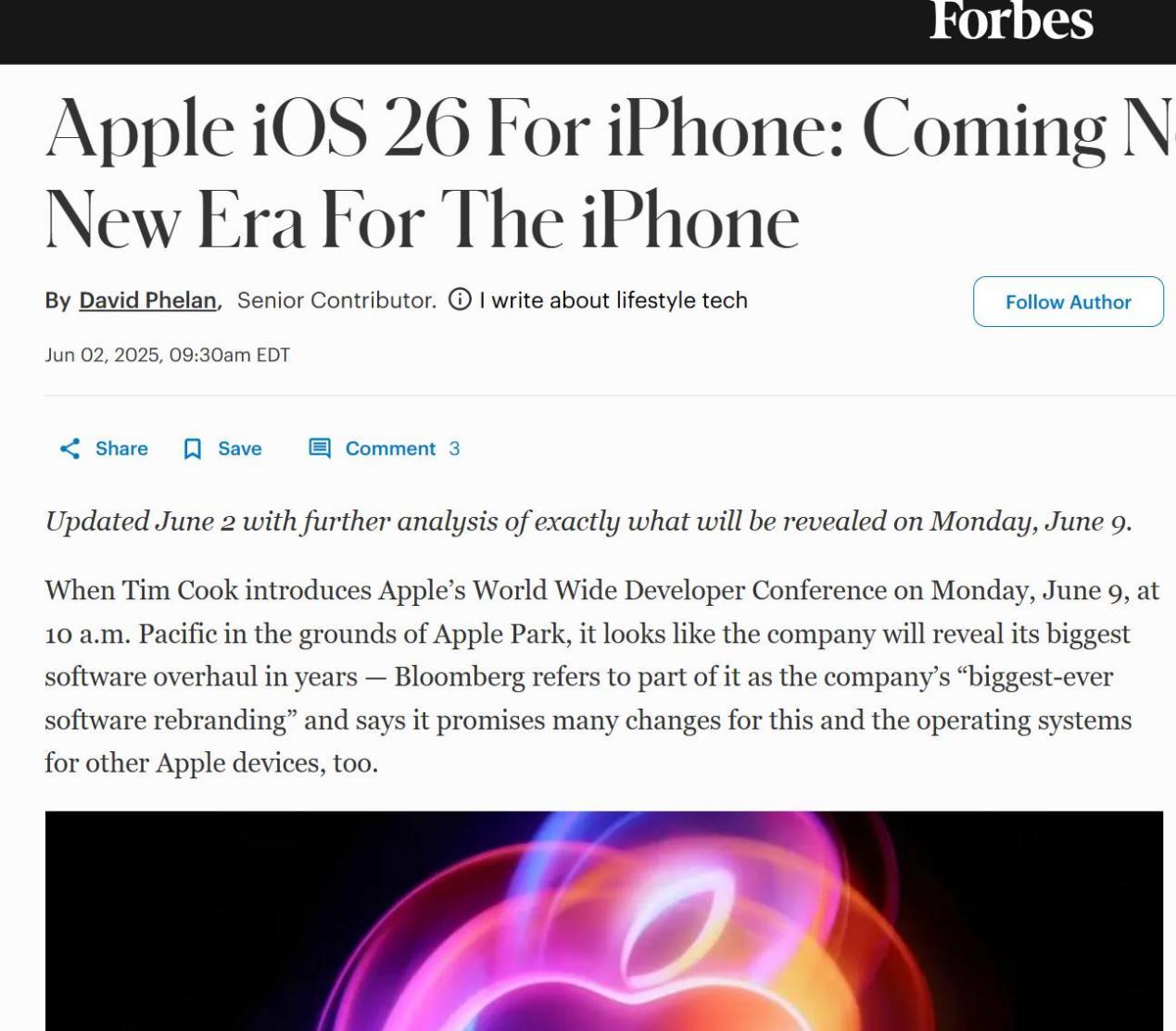 外媒：iOS 26或成蘋果最大規模軟件改革，將開啓 iPhone 新時代