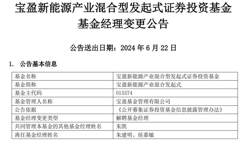 寶盈新能源產業混合虧損超50%，兩基金經理離任