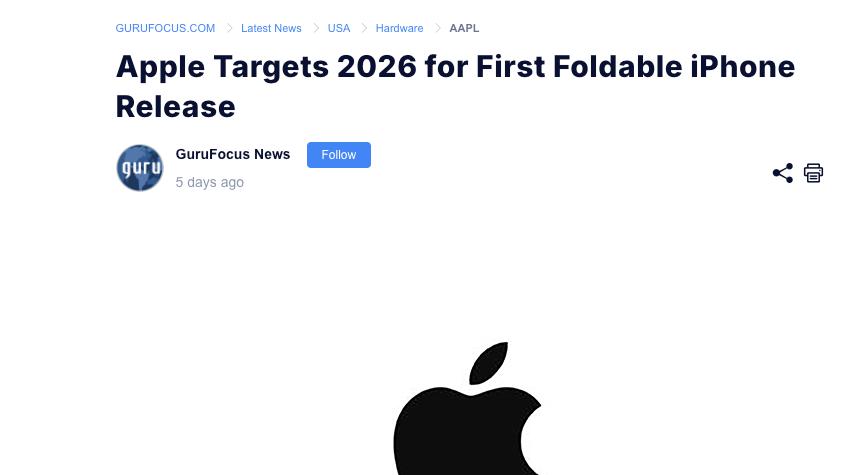 消息稱蘋果計劃 2026 年下半年推出首款大摺疊屏 iPhone