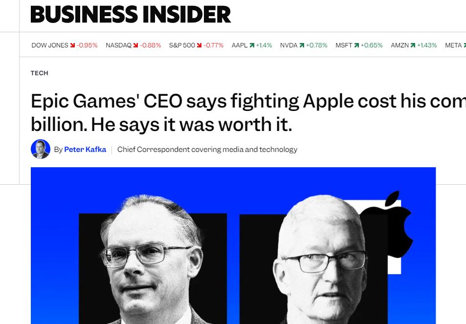 五年訴訟，十億美金！Epic CEO 坦言與蘋果之戰“代價高昂但值得”