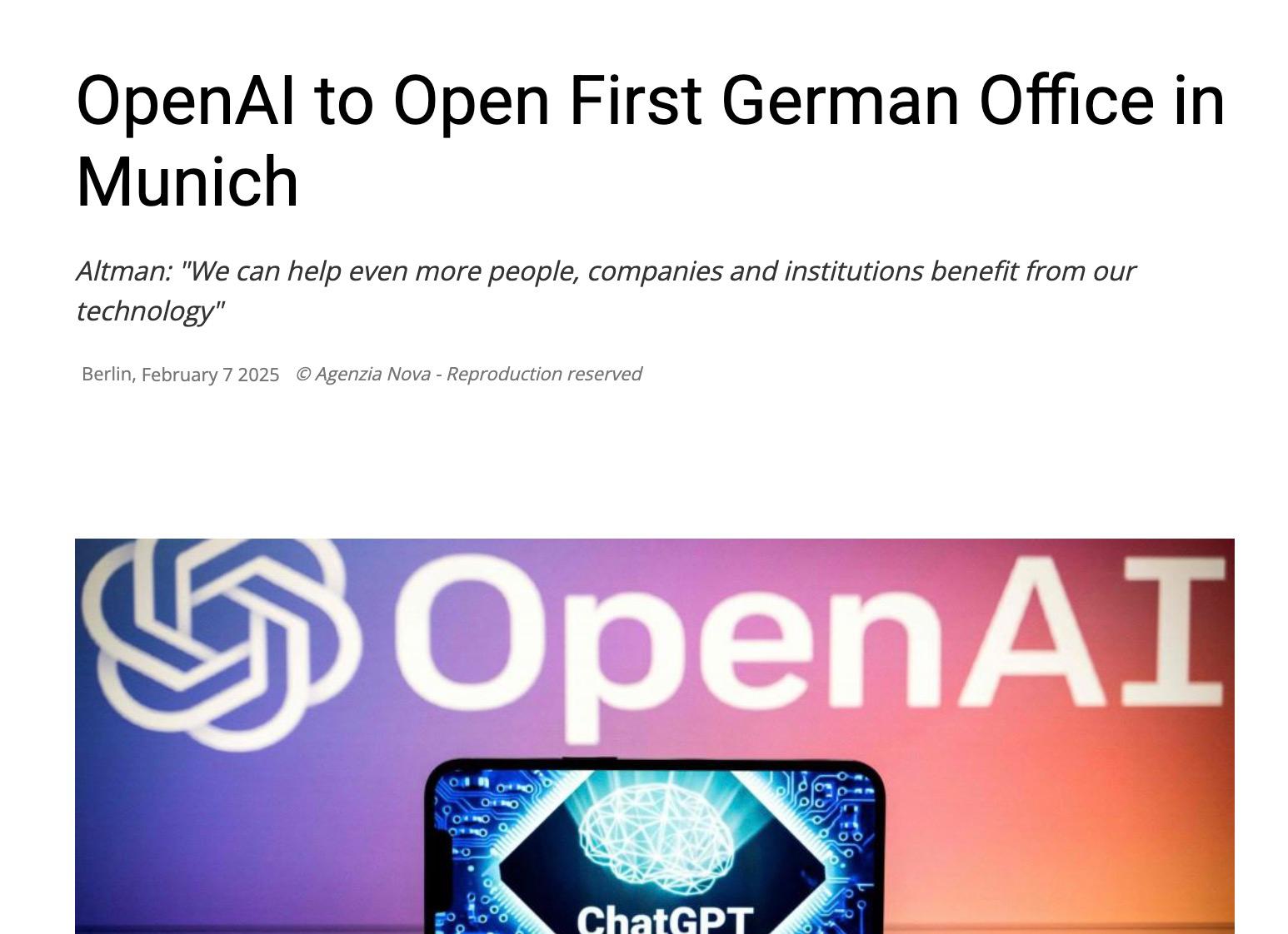 外媒：OpenAI 拓展歐洲市場 將在德國設立辦事處