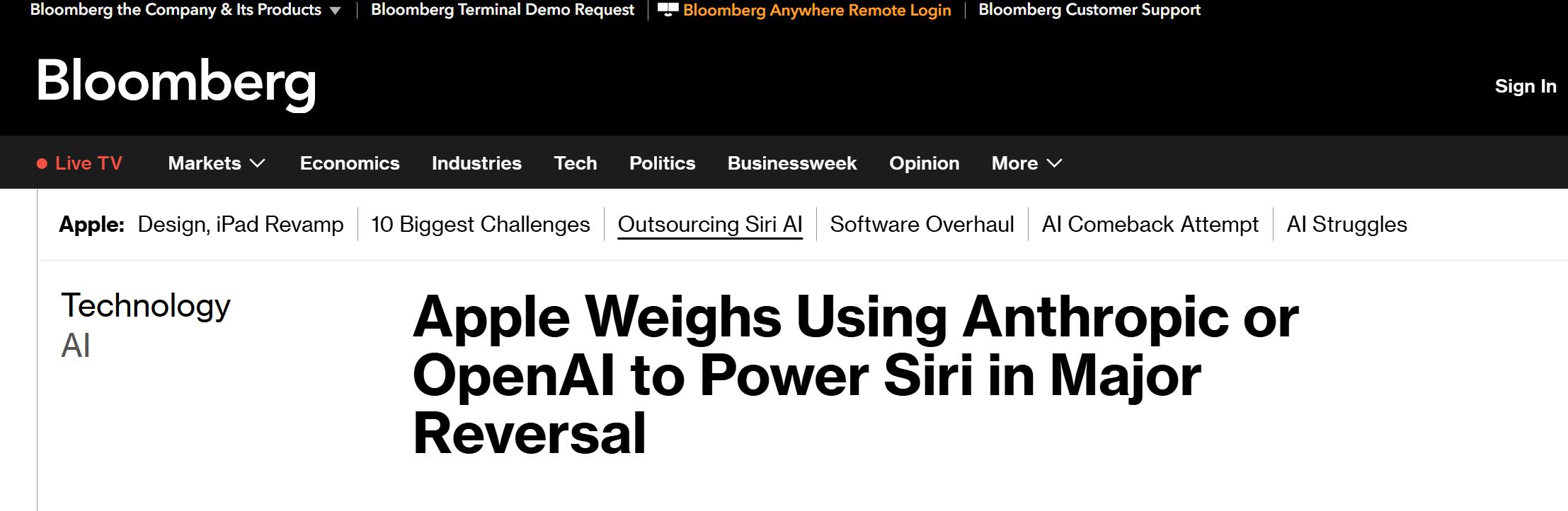自研大模型遙遙無期，蘋果 Siri 正考慮轉向 OpenAI 技術合作