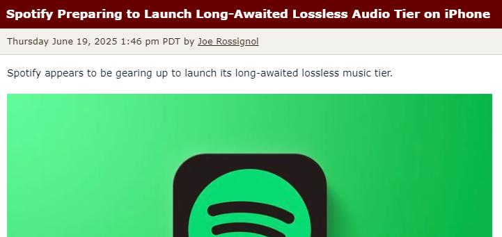 Spotify無損音頻計劃曝光，與Apple Music展開音質較量