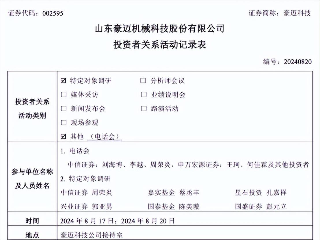 豪邁科技接待多家機構調研，披露海外工廠佈局情況