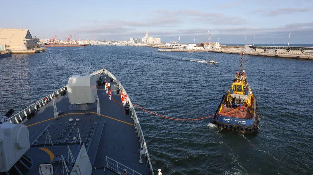 海軍第46批護航編隊焦作艦、洪湖艦技術停靠摩洛哥卡薩布蘭卡