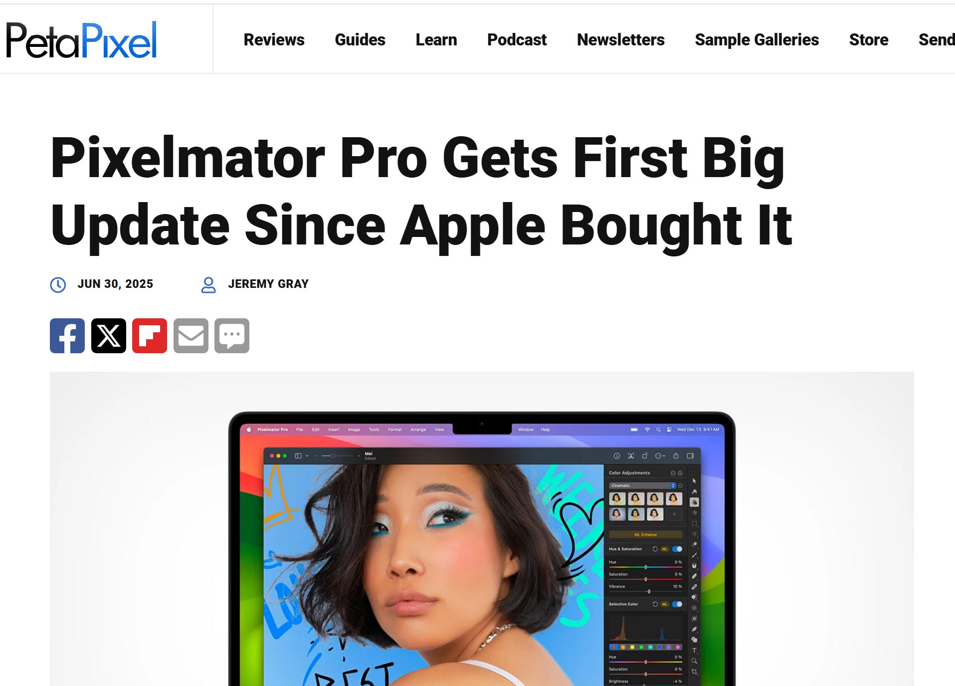 蘋果更新修圖工具Pixelmator Pro，引入圖樂園等 Apple 智能功能