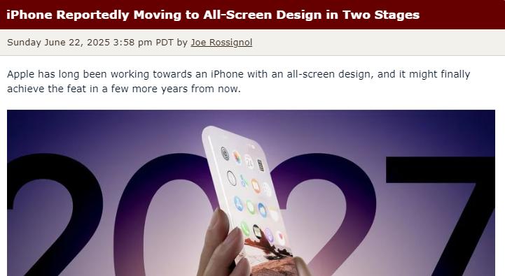 從“劉海”到無縫，2027年iPhone或迎全面屏時代