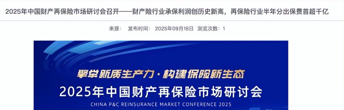 中國財產再保險承保利潤同期新高 半年分出保費首破千億