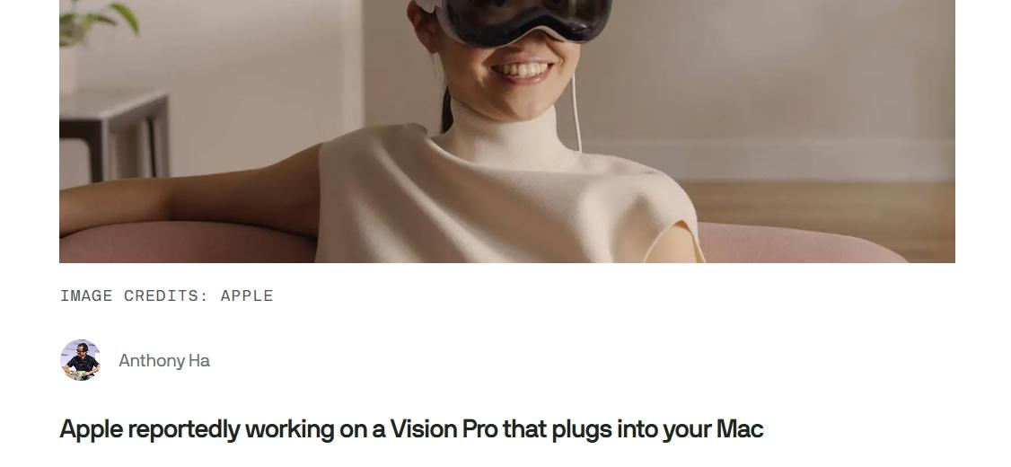外媒：蘋果研發新款Vision Pro，可與Mac連接