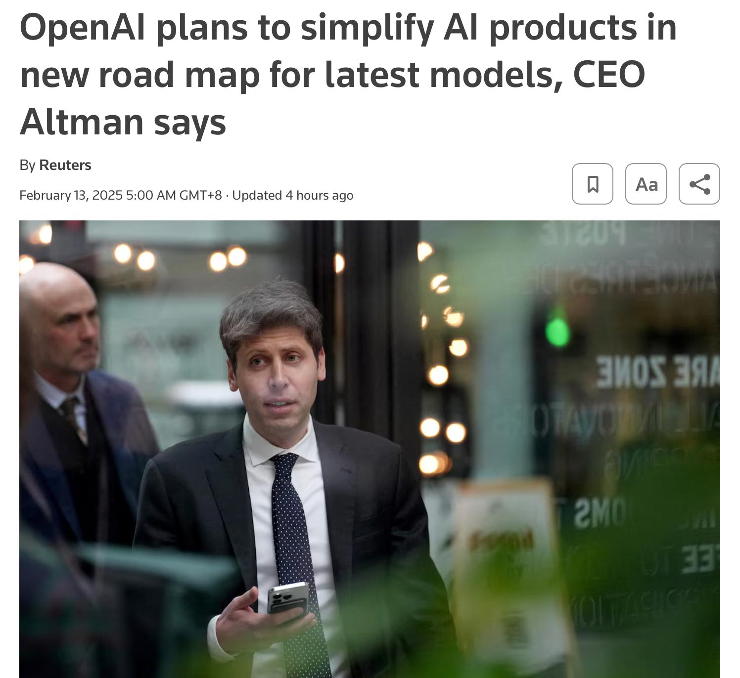 OpenAI調整產品戰略：GPT-5整合多項技術，簡化產品佈局