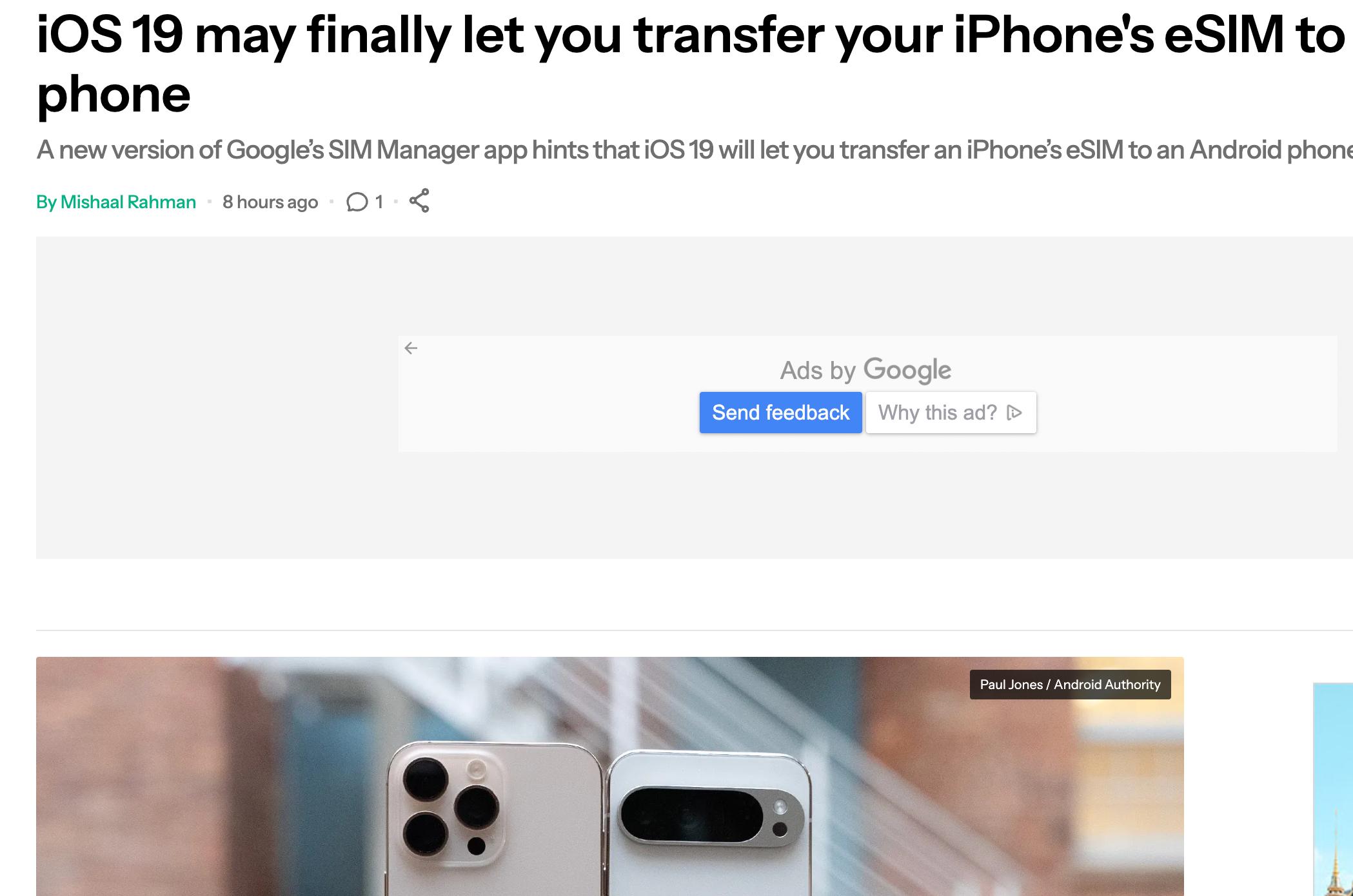 iOS 19 將打破平臺壁壘？iPhone eSIM或可直接轉移至安卓手機