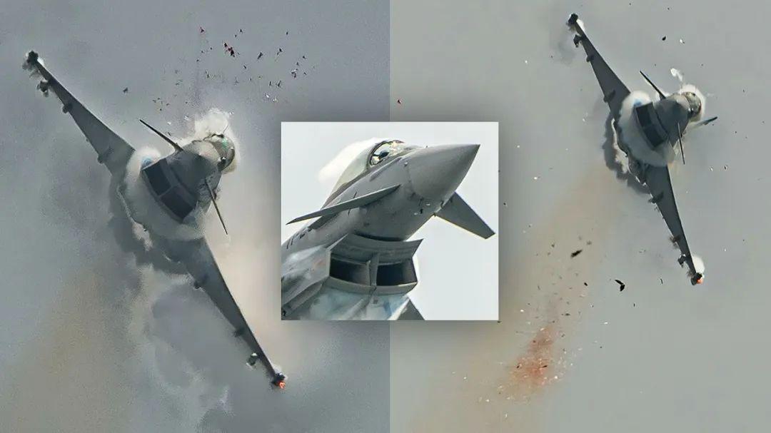 組圖曝光！西班牙空軍一架“颱風”戰鬥機飛行表演中遭鳥擊，座艙蓋破碎