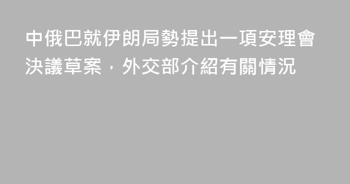 中俄巴就伊朗局勢提出一項安理會決議草案，外交部介紹有關情況