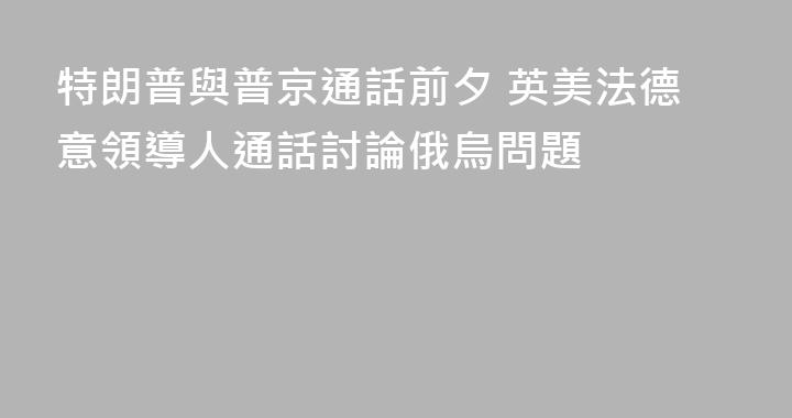 特朗普與普京通話前夕 英美法德意領導人通話討論俄烏問題