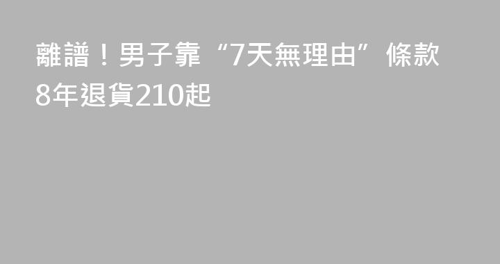 離譜！男子靠“7天無理由”條款8年退貨210起