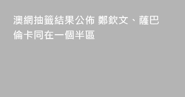 澳網抽籤結果公佈 鄭欽文、薩巴倫卡同在一個半區