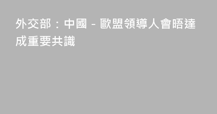 外交部：中國－歐盟領導人會晤達成重要共識