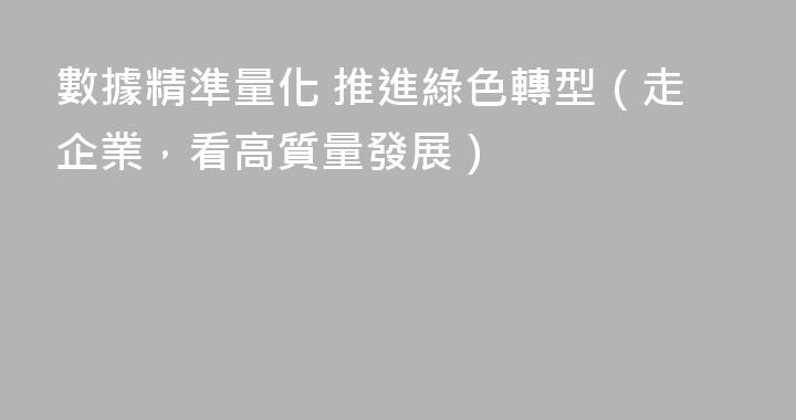 數據精準量化 推進綠色轉型（走企業，看高質量發展）