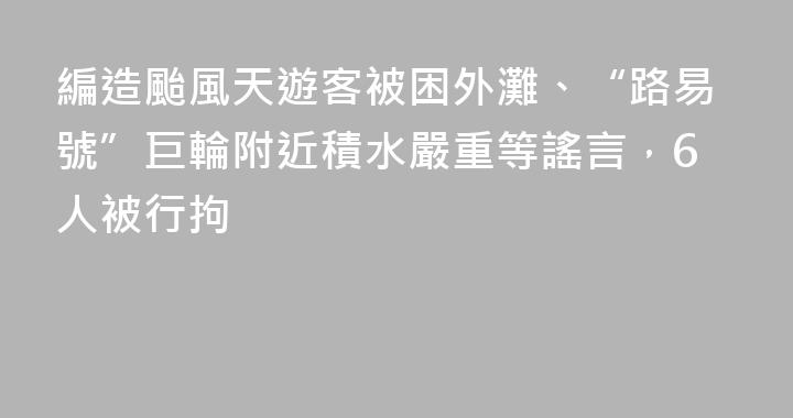 編造颱風天遊客被困外灘、“路易號”巨輪附近積水嚴重等謠言，6人被行拘