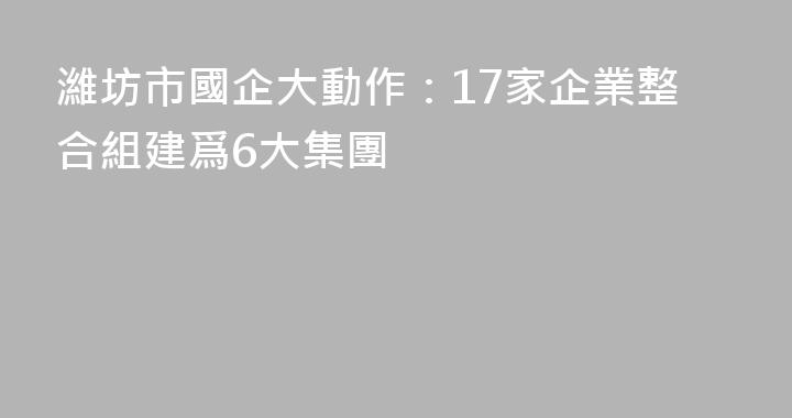 濰坊市國企大動作：17家企業整合組建爲6大集團