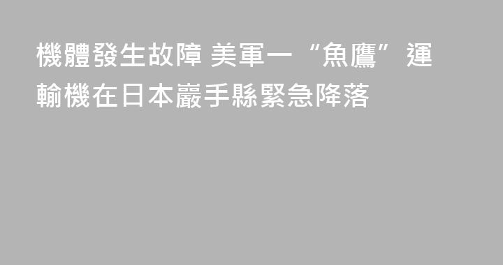 機體發生故障 美軍一“魚鷹”運輸機在日本巖手縣緊急降落