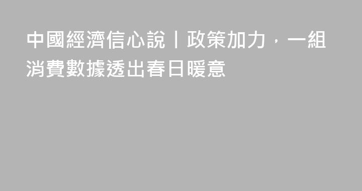 中國經濟信心說丨政策加力，一組消費數據透出春日暖意