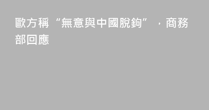 歐方稱“無意與中國脫鉤”，商務部回應