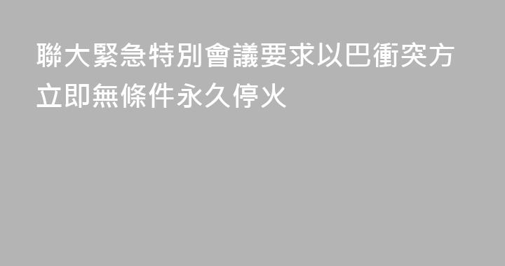 聯大緊急特別會議要求以巴衝突方立即無條件永久停火