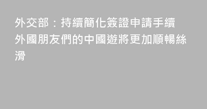 外交部：持續簡化簽證申請手續 外國朋友們的中國遊將更加順暢絲滑
