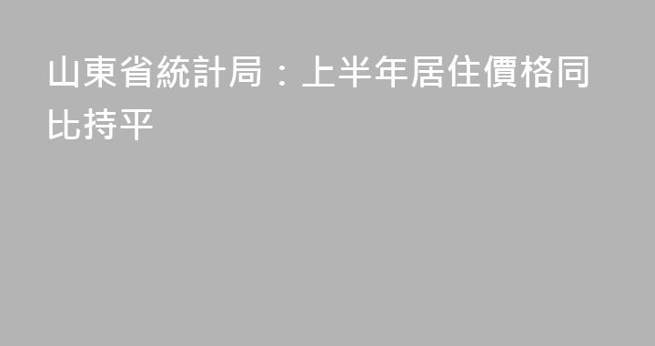 山東省統計局：上半年居住價格同比持平