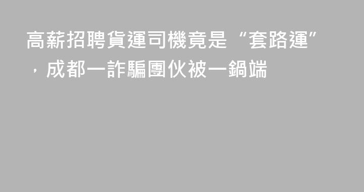 高薪招聘貨運司機竟是“套路運”，成都一詐騙團伙被一鍋端