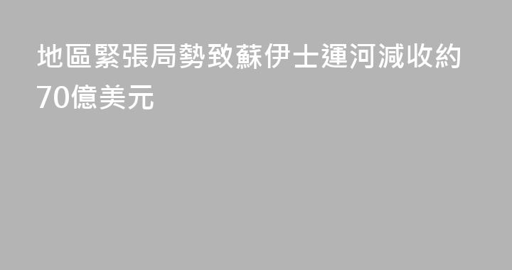 地區緊張局勢致蘇伊士運河減收約70億美元