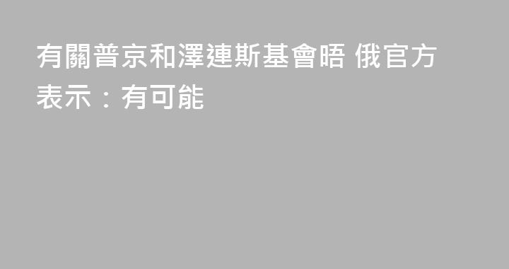 有關普京和澤連斯基會晤 俄官方表示：有可能
