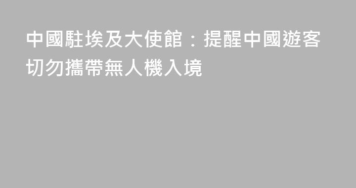 中國駐埃及大使館：提醒中國遊客切勿攜帶無人機入境